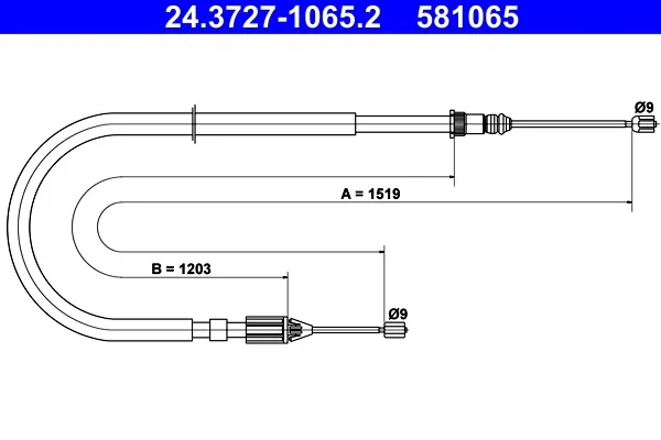 Tazne lanko, parkovaci brzda ATE 24.3727-1065.2 – OE 8200035047
