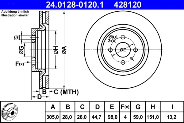 Brzdový kotouč ATE 24.0128-0120.1